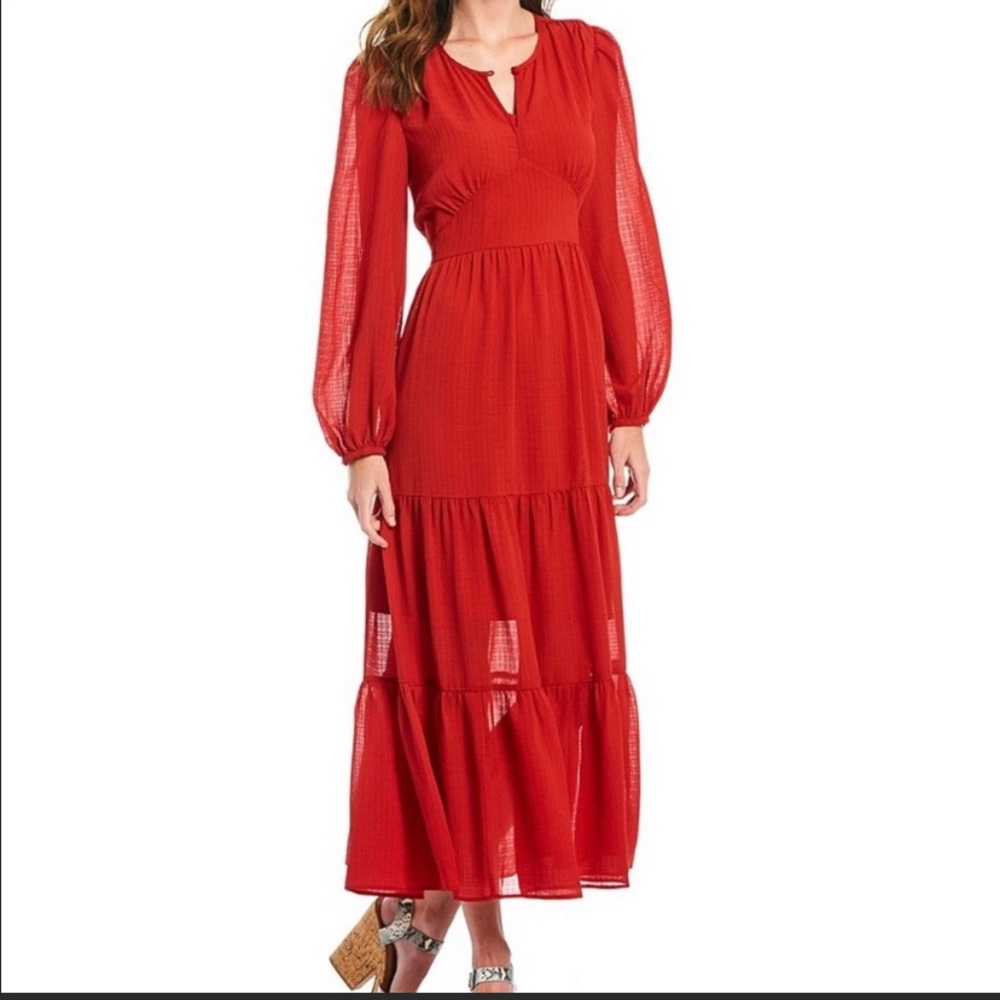 A loves A Long sleeve Tiered Peasant Maxi Dress